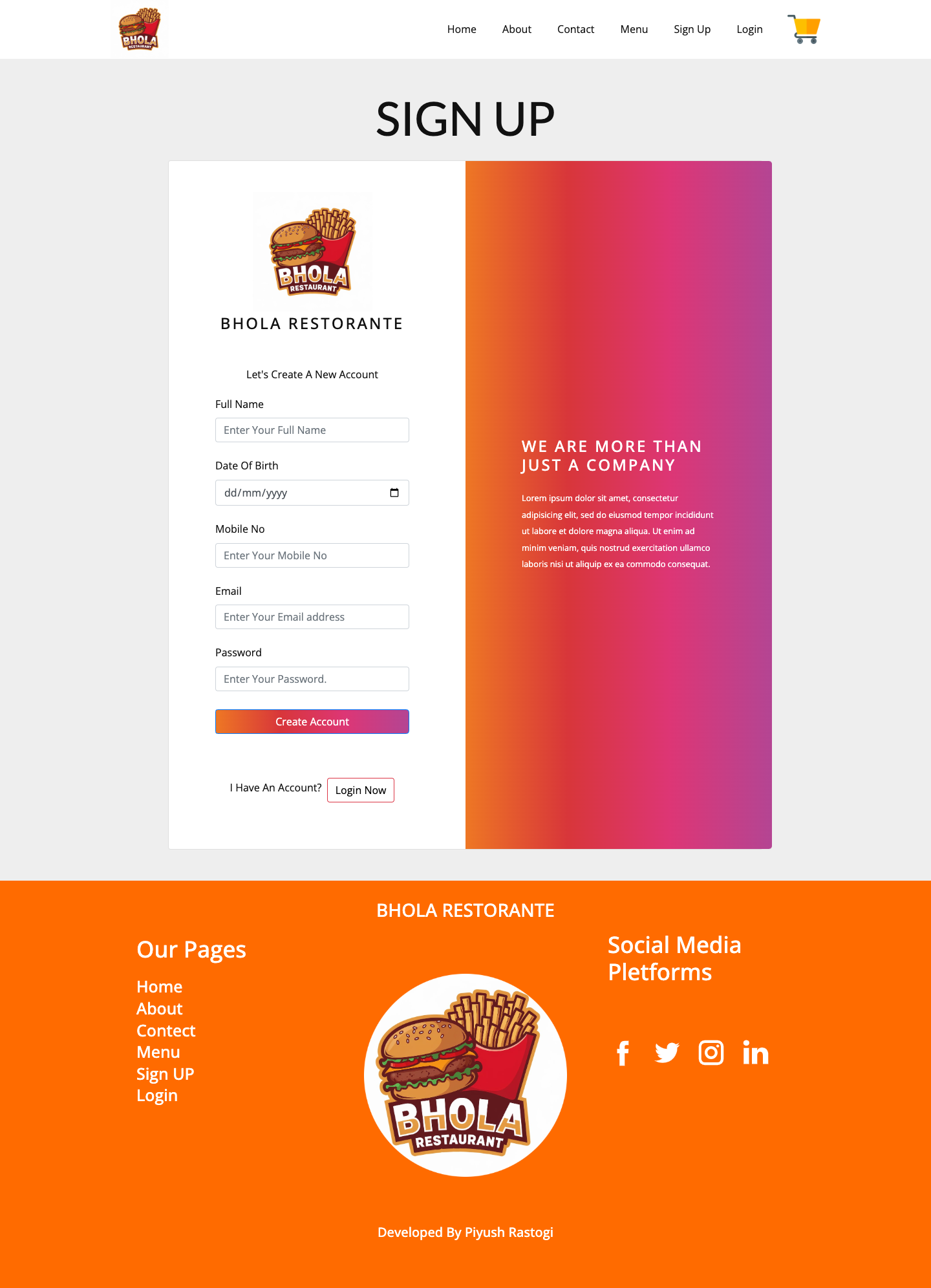 Food Delivery Website Project Gallery Image 6