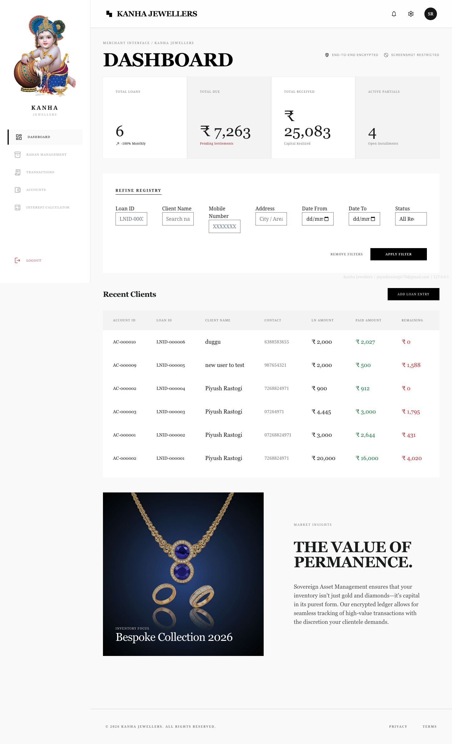 Kanha Jewellers Ledger System Project Gallery Image 1